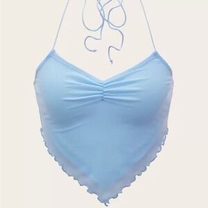NWOT SHEIN Ruched Tie Backless Mesh Halter Top
